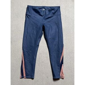 Alo Leggings Women's M Blue Compression Logo Performance Pull On Yoga Gym